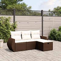 vidaXL Loungegrupp för trädgården med dynor 4 delar konstrotting brun