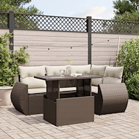 vidaXL Loungegrupp för trädgården med dynor 5 delar brun konstrotting