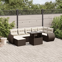 vidaXL Loungegrupp för trädgården med dynor 8 delar brun konstrotting