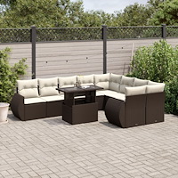 vidaXL Loungegrupp 10 delar med brun dynor konstrotting