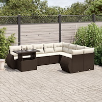 vidaXL Loungegrupp 10 delar med brun dynor konstrotting