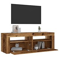 vidaXL Sängbord med LEDs 2 st åldrat trä 60x35x40 cm