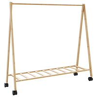 vidaXL Klädställ med hyllor och hjul 106x34x106,5 cm bambu