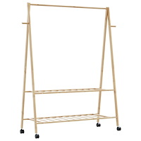 vidaXL Klädställ med hyllor och hjul 132x45,5x155,5 cm bambu