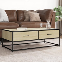 vidaXL Soffbord sonoma-ek 100x50x35 cm konstruerat trä och metall