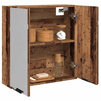 vidaXL Spegelskåp för badrum åldrat trä 64x20x66,5 cm konstruerat trä