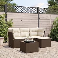 vidaXL Loungegrupp för trädgården med dynor 5 delar brun konstrotting