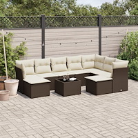 vidaXL Loungegrupp 10 delar med brun dynor konstrotting