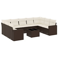vidaXL Loungegrupp 10 delar med brun dynor konstrotting