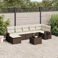 vidaXL Loungegrupp för trädgården med dynor 8 delar brun konstrotting