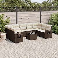vidaXL Loungegrupp 10 delar med brun dynor konstrotting
