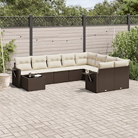 vidaXL Loungegrupp 10 delar med brun dynor konstrotting
