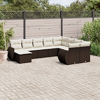 vidaXL Loungegrupp 10 delar med brun dynor konstrotting