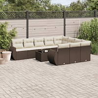 vidaXL Loungegrupp för trädgården 11 delar brun konstrotting