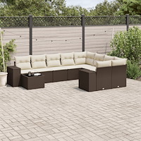 vidaXL Loungegrupp 10 delar med brun dynor konstrotting