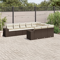 vidaXL Loungegrupp 10 delar med brun dynor konstrotting