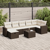 vidaXL Loungegrupp för trädgården med dynor 8 delar brun konstrotting