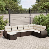 vidaXL Loungegrupp för trädgården med dynor 8 delar brun konstrotting