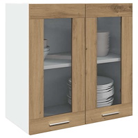 vidaXL Väggskåp för kök med glasdörr “Lyon” artisan ek 60x31x60 cm