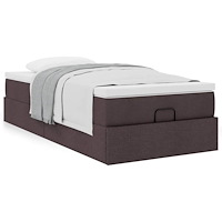 vidaXL Ottoman sängram med madrass mörkbrun 80x200 cm tyg