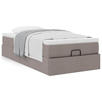 vidaXL Ottoman sängram med madrass taupe 80x200 cm tyg