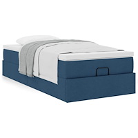 vidaXL Ottoman sängram med madrass blå 90x190 cm tyg
