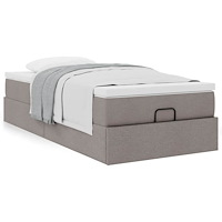 vidaXL Ottoman sängram med madrass taupe 90x200 cm tyg
