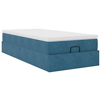 vidaXL Ottoman sängram med madrass mörkblå 80x200 cm sammet