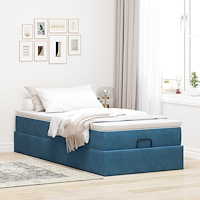 vidaXL Ottoman sängram med madrass mörkblå 80x200 cm sammet