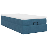 vidaXL Ottoman sängram med madrass mörkblå 80x200 cm sammet