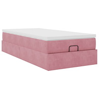 vidaXL Ottoman sängram med madrass rosa 80x200 cm sammet