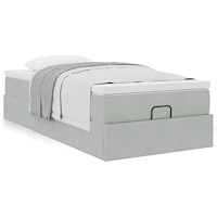 vidaXL Ottoman sängram med madrass ljusgrå 90x190 cm sammet