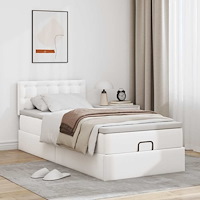 vidaXL Ottoman säng med madrass vit 80x200 cm konstläder