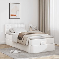 vidaXL Ottoman säng med madrass vit 90x190 cm konstläder