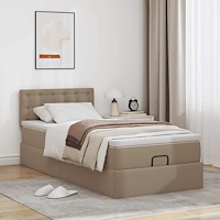 vidaXL Ottoman säng med madrass cappuccino 90x190 cm konstläder