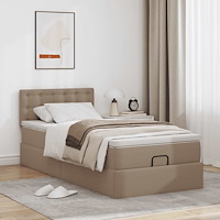 vidaXL Ottoman säng med madrass cappuccino 100x200 cm konstläder