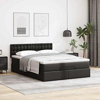 vidaXL Ottoman sängram med madrass svart 140x200 cm konstläder
