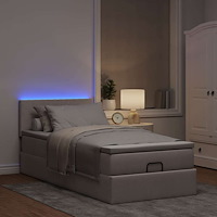 vidaXL Ottomansk säng med madrass och LED-lampor taupe 90x200 cm tyg