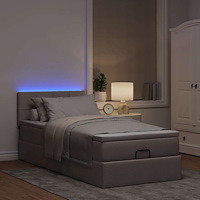 vidaXL Ottoman sängram med madrass taupe 90x190 cm tyg