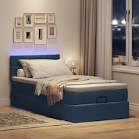 vidaXL Ottoman sängram med madrass blå 90x190 cm tyg