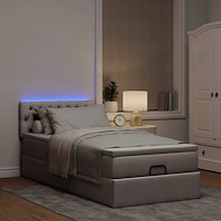 vidaXL Ottoman sängram med madrass taupe 80x200 cm tyg