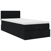 vidaXL Ottomansk säng med madrass och LED-lampor svart 80x200cm tyg