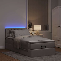 vidaXL Ottoman sängram med madrass taupe 80x200 cm tyg