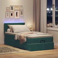 vidaXL Ottomansk säng med madrass&LED-lampor mörkgrön 80x200cm sammet