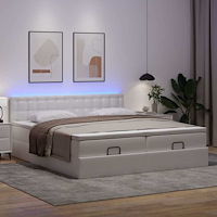 vidaXL Ottoman sängram med madrasser vit 180x200 cm konstläder