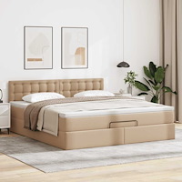 vidaXL Ottoman sängram med madrass cappuccino 140x190 cm konstläder