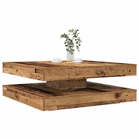 vidaXL Soffbord 360 grader vridbart åldrat trä 90x90x34,5 cm