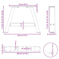 vidaXL Soffbordsben A-formade 2 st antracit 30x(30-31) cm stål