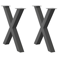 vidaXL Matbordsben X-formade 2 st antracit 70x(72-73) cm stål