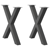 vidaXL Matbordsben X-formade 2 st antracit 80x(72-73) cm stål